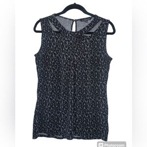 41 hawthorn black and gray leopard print sleeveless blouse‎ size large